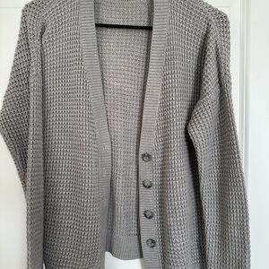 Forever 21 Light Gray Waffle Knit Cardigan